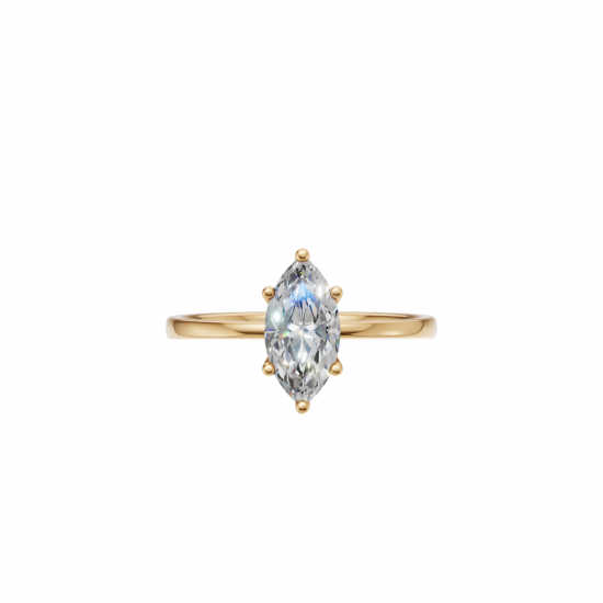 Six Prong Marquise Cut Solitaire Diamond Ring