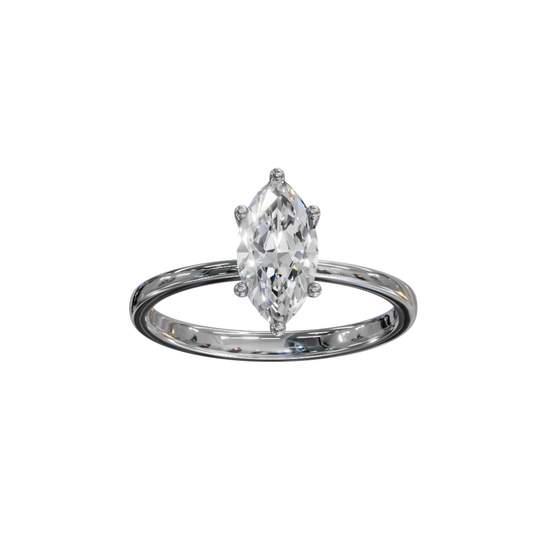 Six Prong Marquise Cut Solitaire Diamond Ring