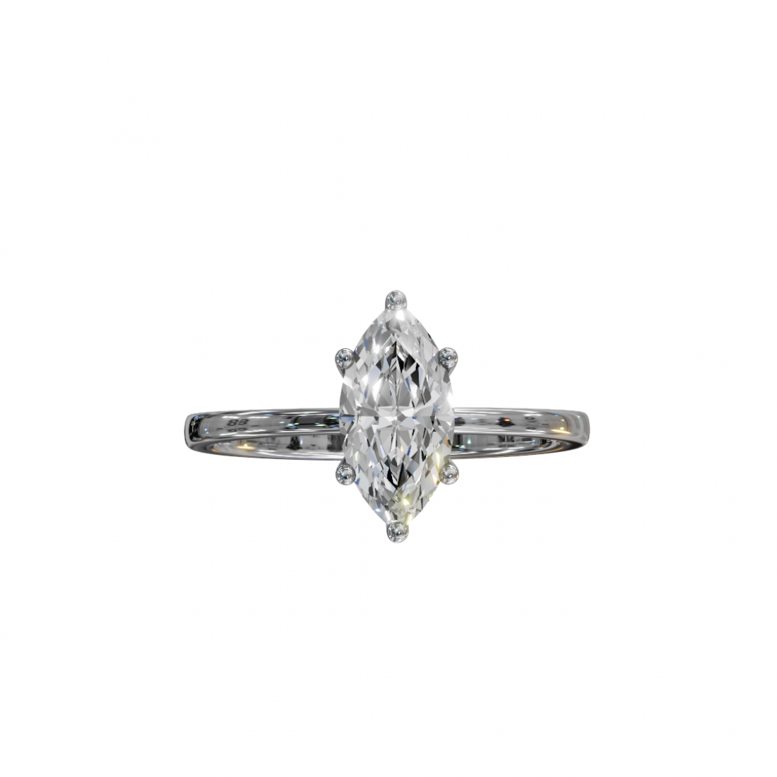 Six Prong Marquise Cut Solitaire Diamond Ring