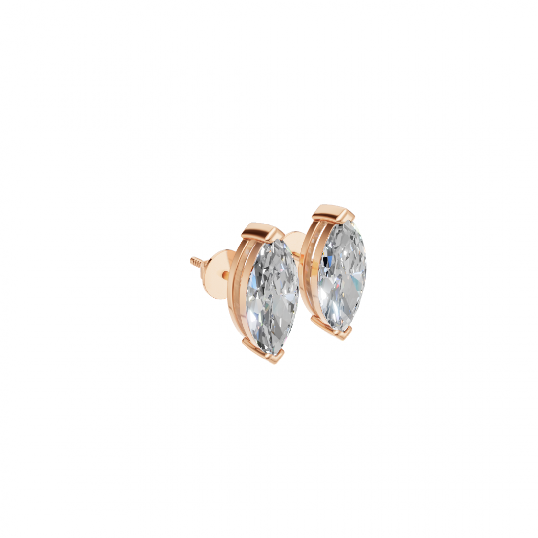 Marquise-Cut Diamond Stud Earrings