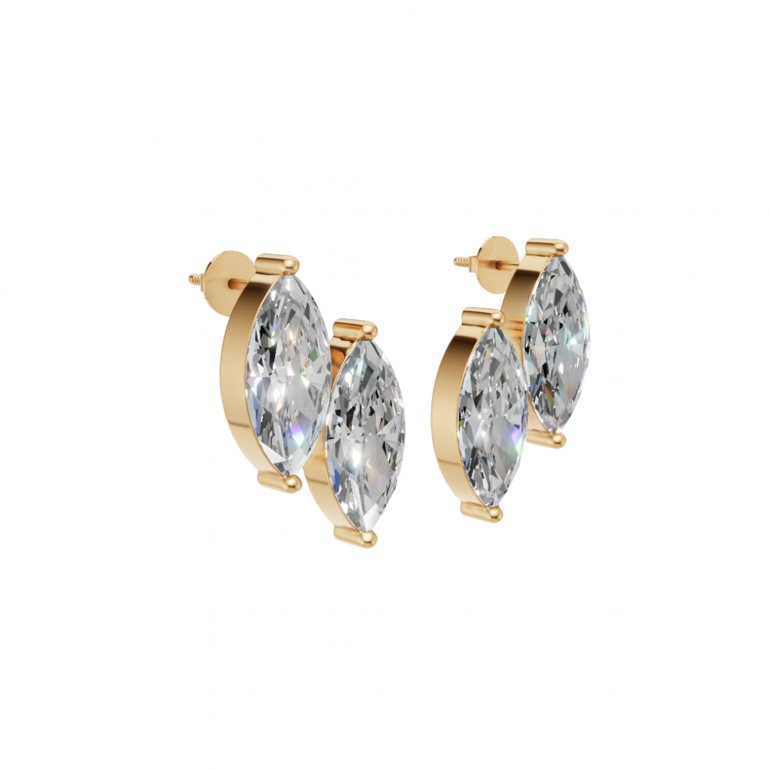 Double Marquise Diamond Stud Earrings
