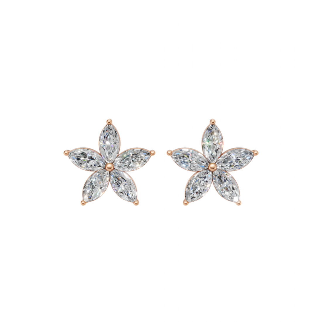 Floral Marquise Diamond Stud Earrings