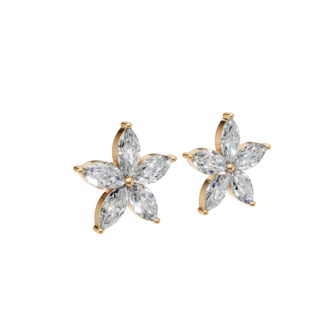 Floral Marquise Diamond Stud Earrings