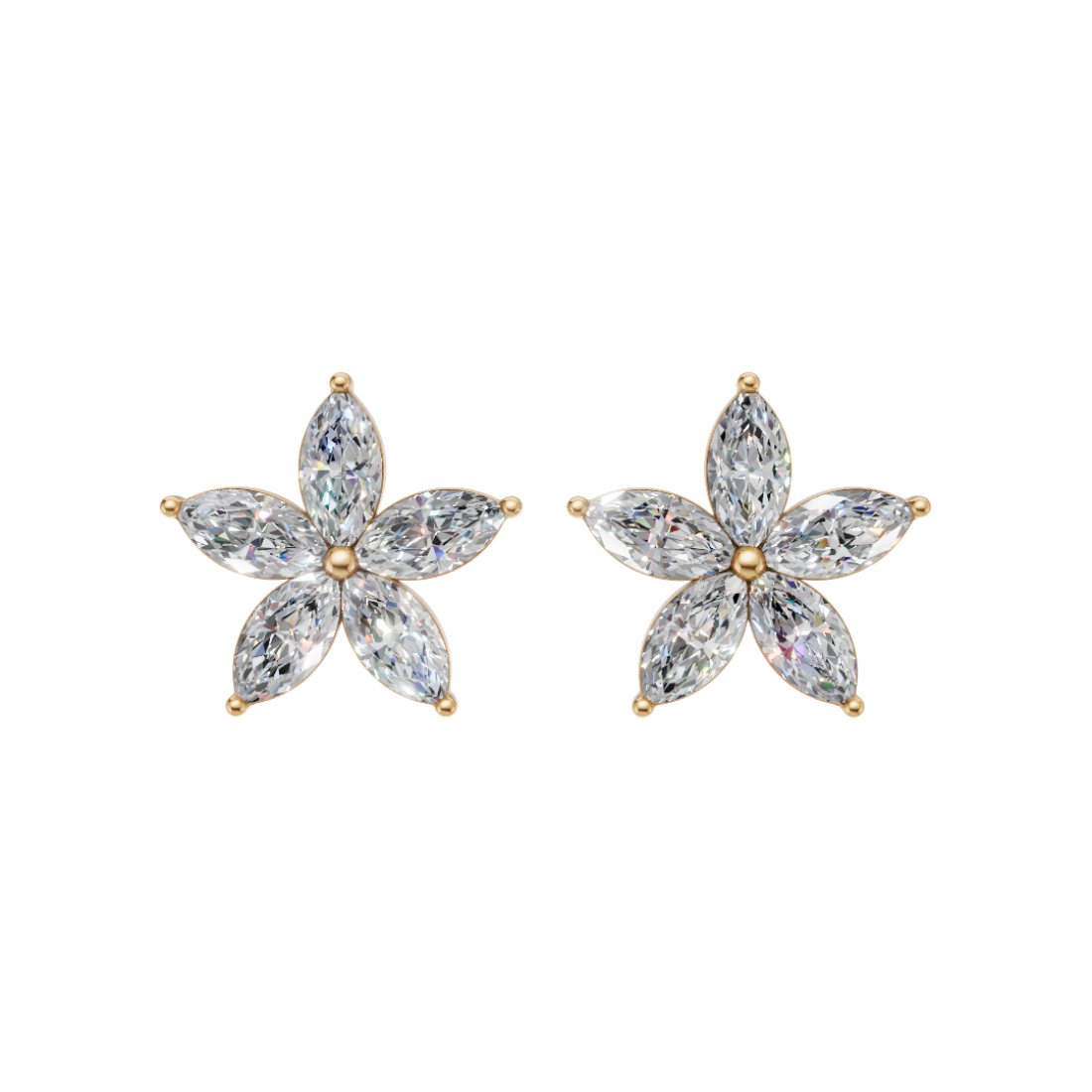 Floral Marquise Diamond Stud Earrings