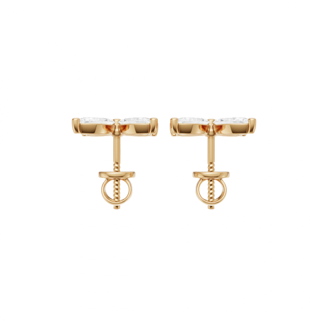 Floral Marquise Four Petals Diamond Stud Earrings