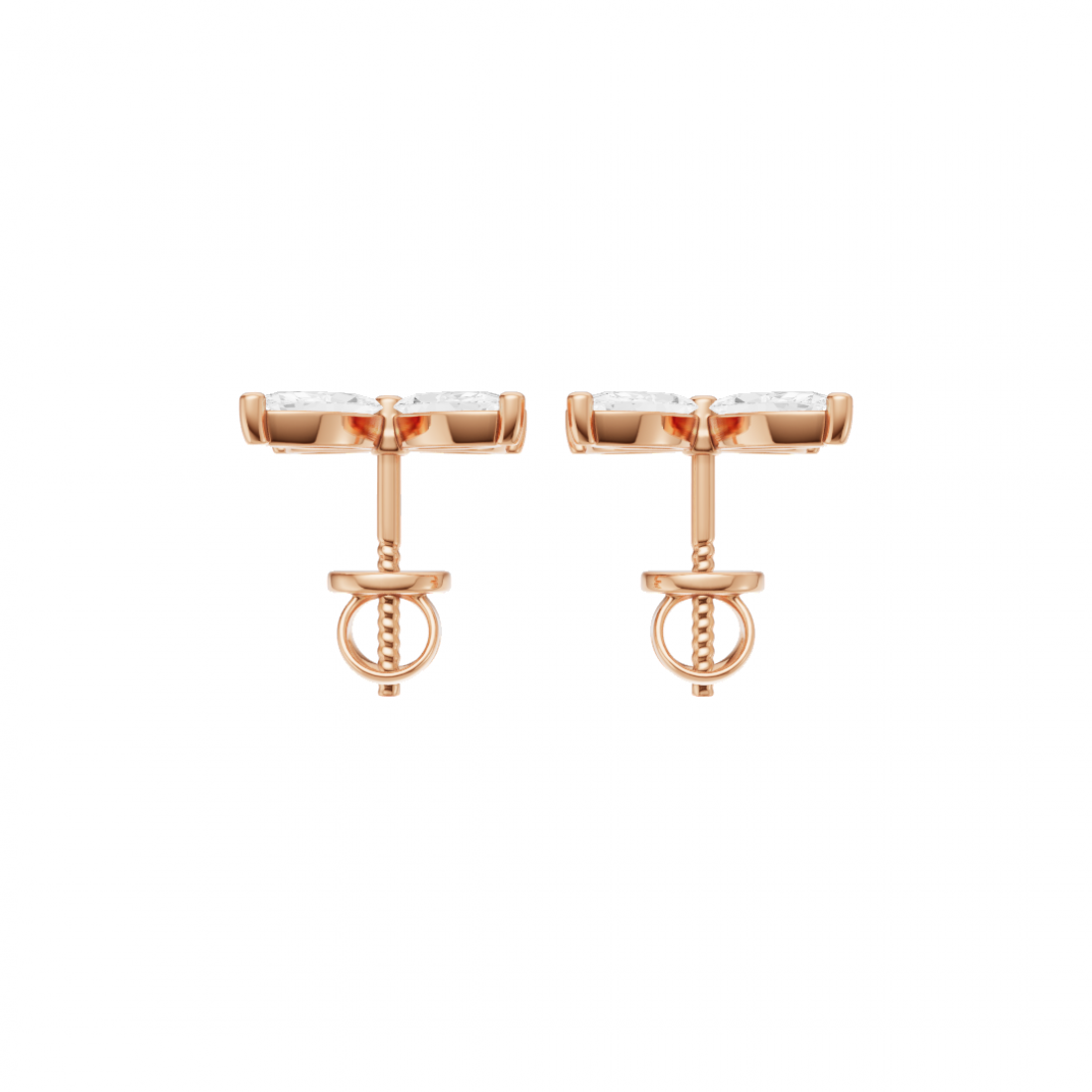 Floral Marquise Four Petals Diamond Stud Earrings