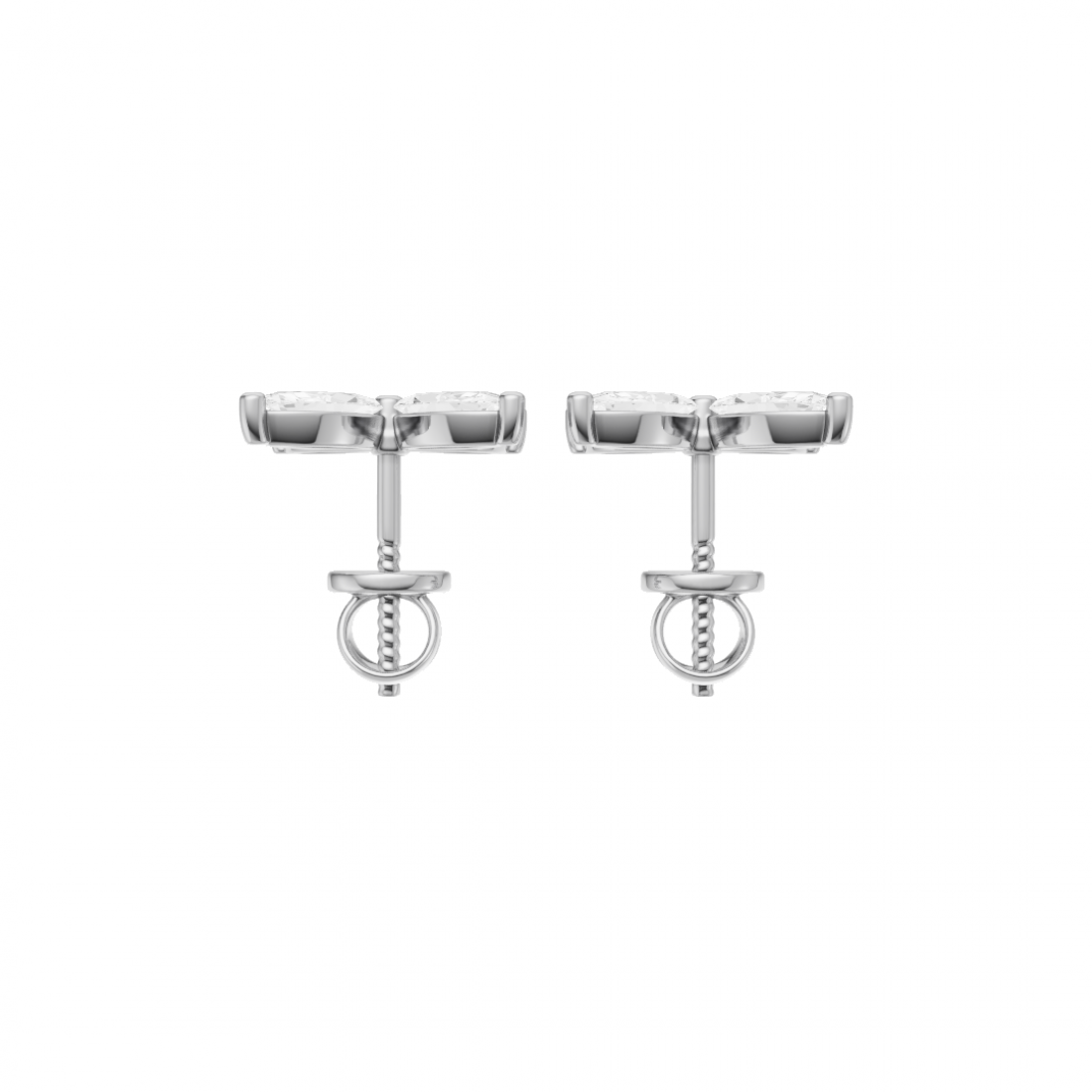 Floral Marquise Four Petals Diamond Stud Earrings