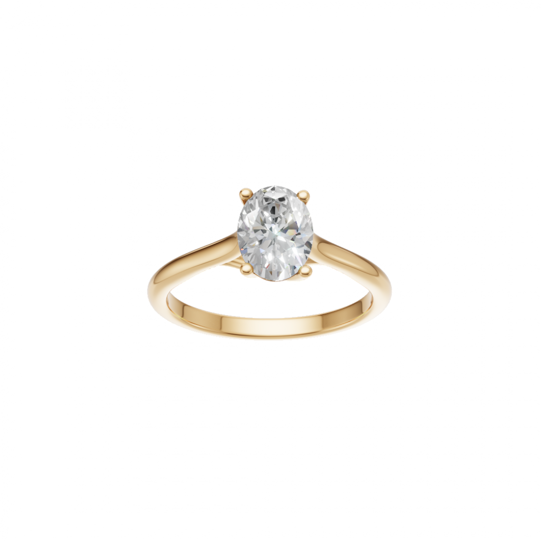 Four Prong Oval-Cut Diamond Solitaire Ring