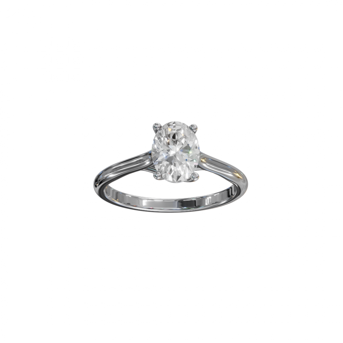 Four Prong Oval-Cut Diamond Solitaire Ring
