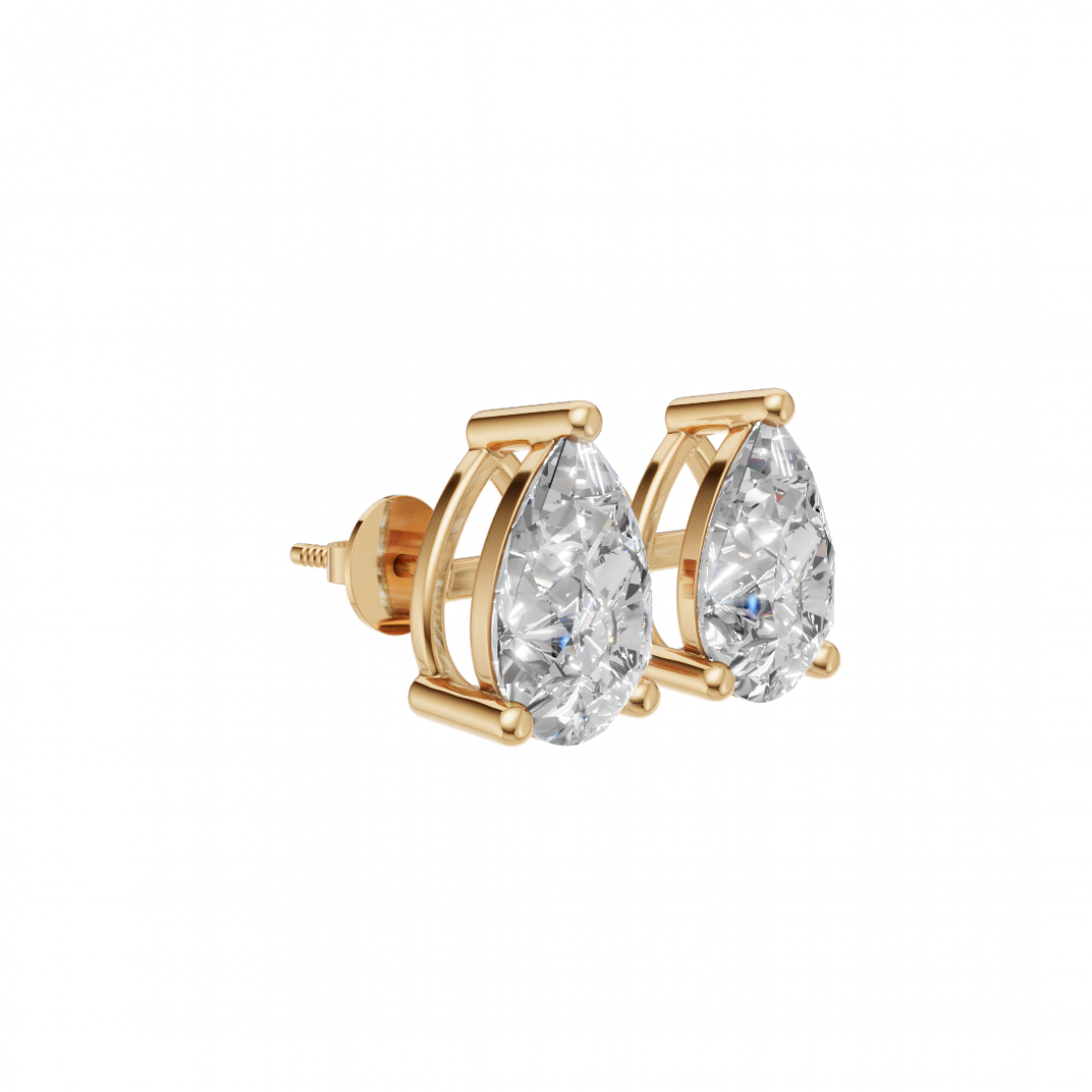 Pear-Shaped Diamond Stud Earrings