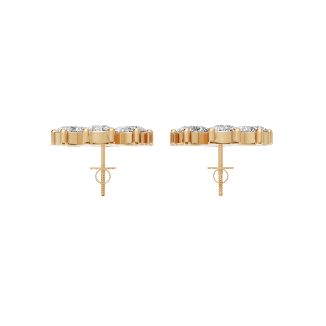Flower Pear Cut Diamond Stud Earrings