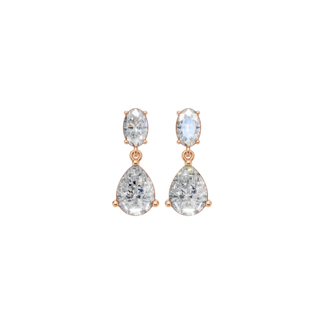 Drop Oval & Pear Cut Diamond Earrings