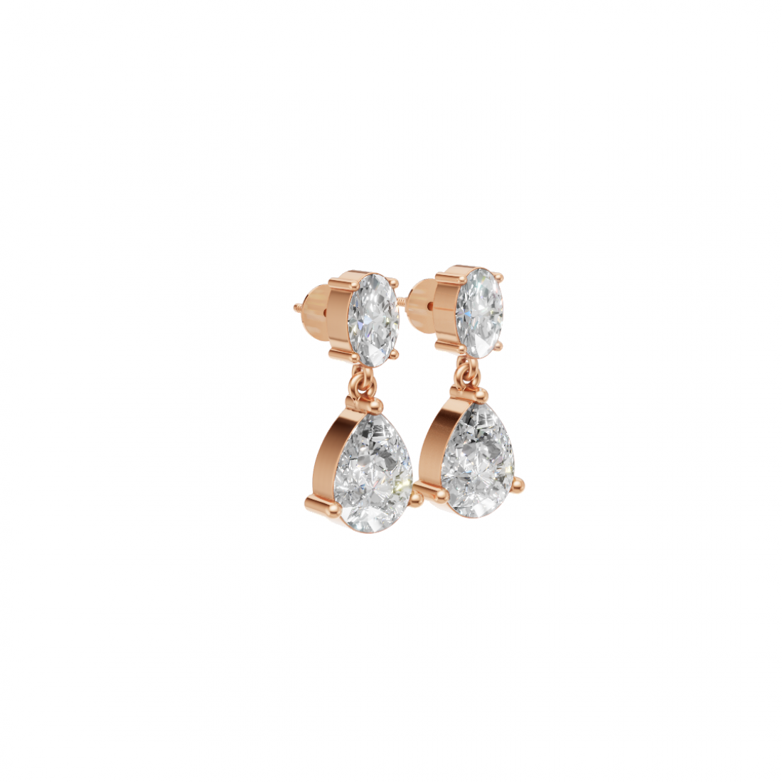 Drop Oval & Pear Cut Diamond Earrings