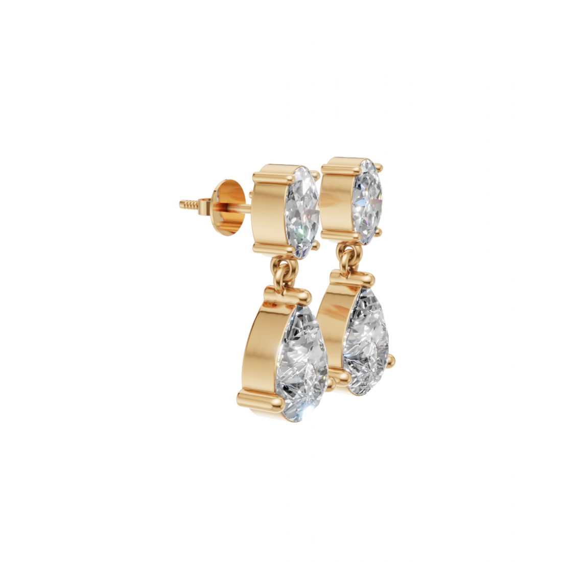Drop Oval & Pear Cut Diamond Earrings
