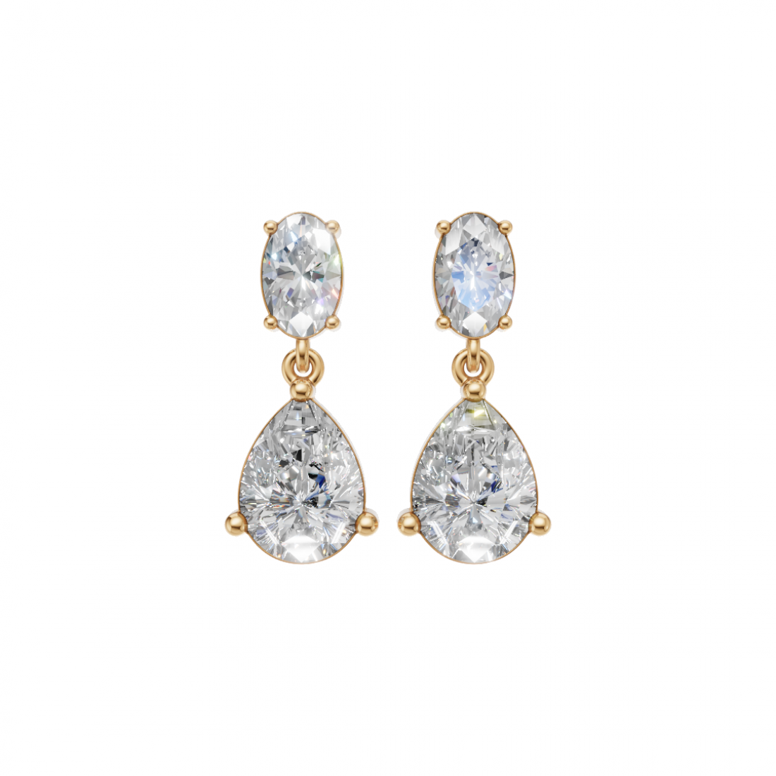 Drop Oval & Pear Cut Diamond Earrings
