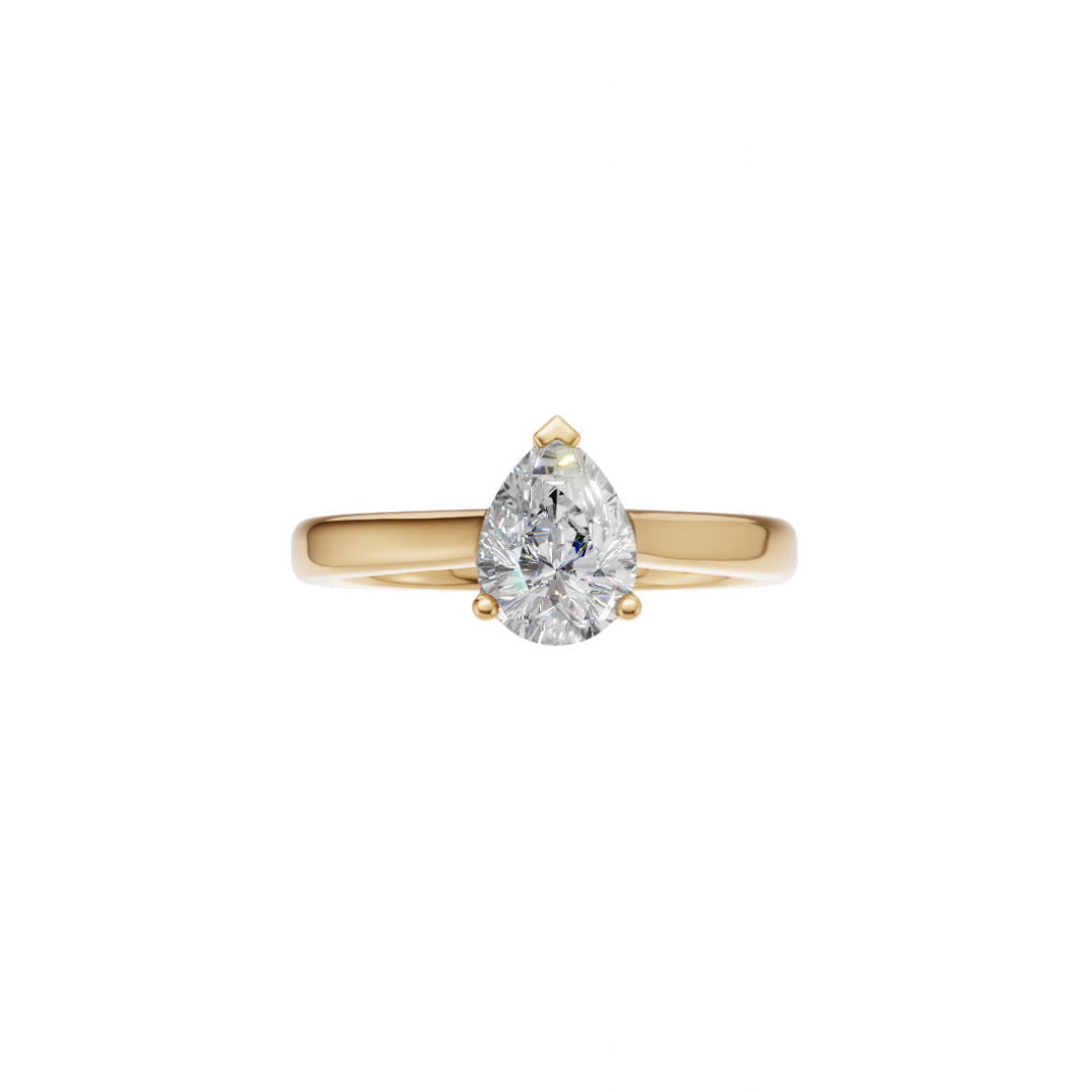 Pear Cut Solitaire Diamond Ring with Cathedral Setting
