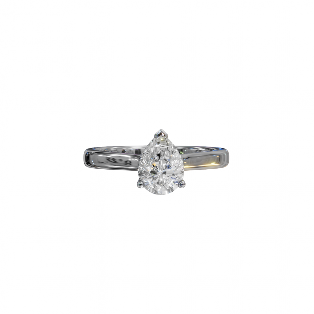 Pear Cut Solitaire Diamond Ring with Cathedral Setting