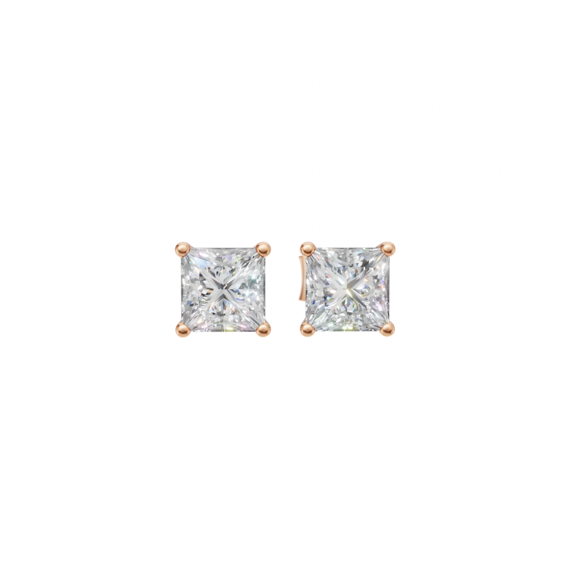 Princess-Cut Diamond Stud Earrings