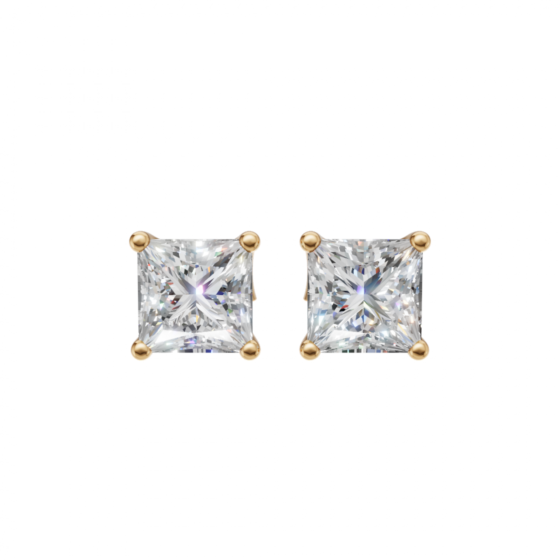 Princess-Cut Diamond Stud Earrings