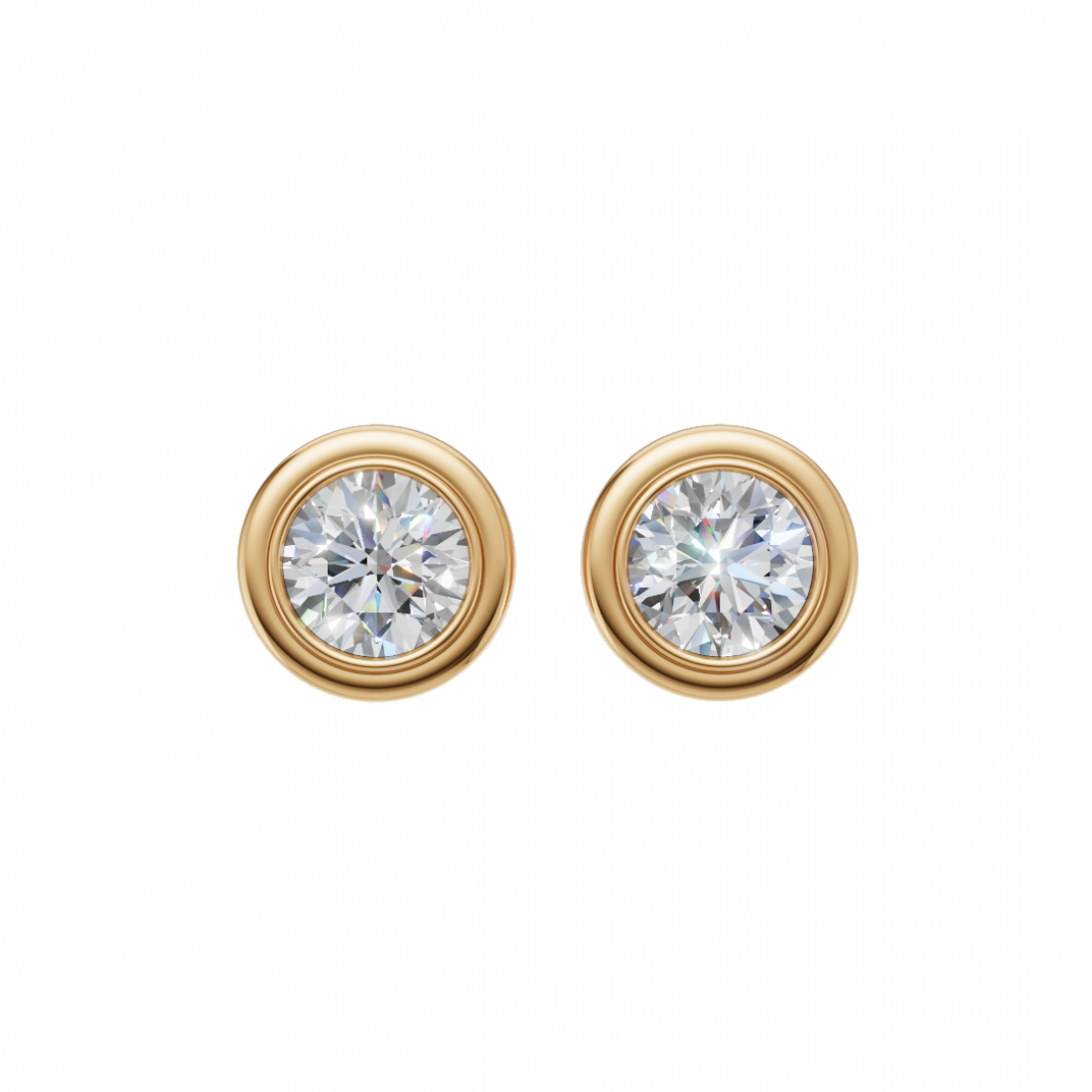 Bezel-Set Round Cut Diamond Studs