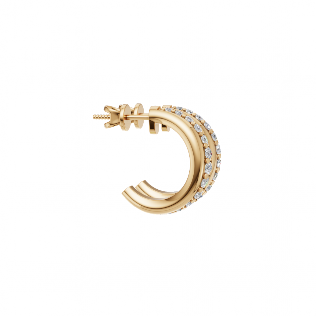 Classic Round Diamond Half Hoop Earrings