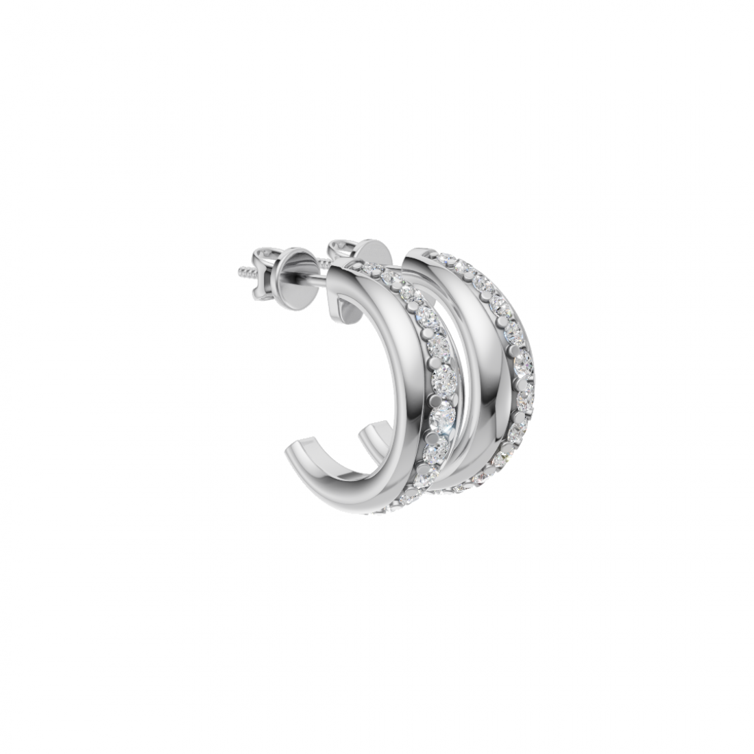 Classic Round Diamond Half Hoop Earrings