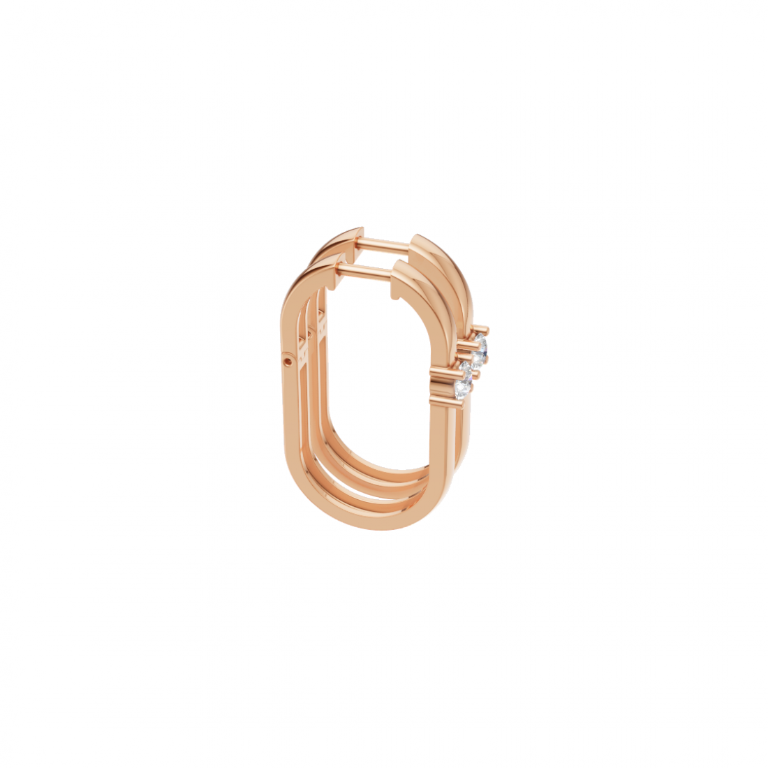 Geometric Hoop Round Diamond Earrings