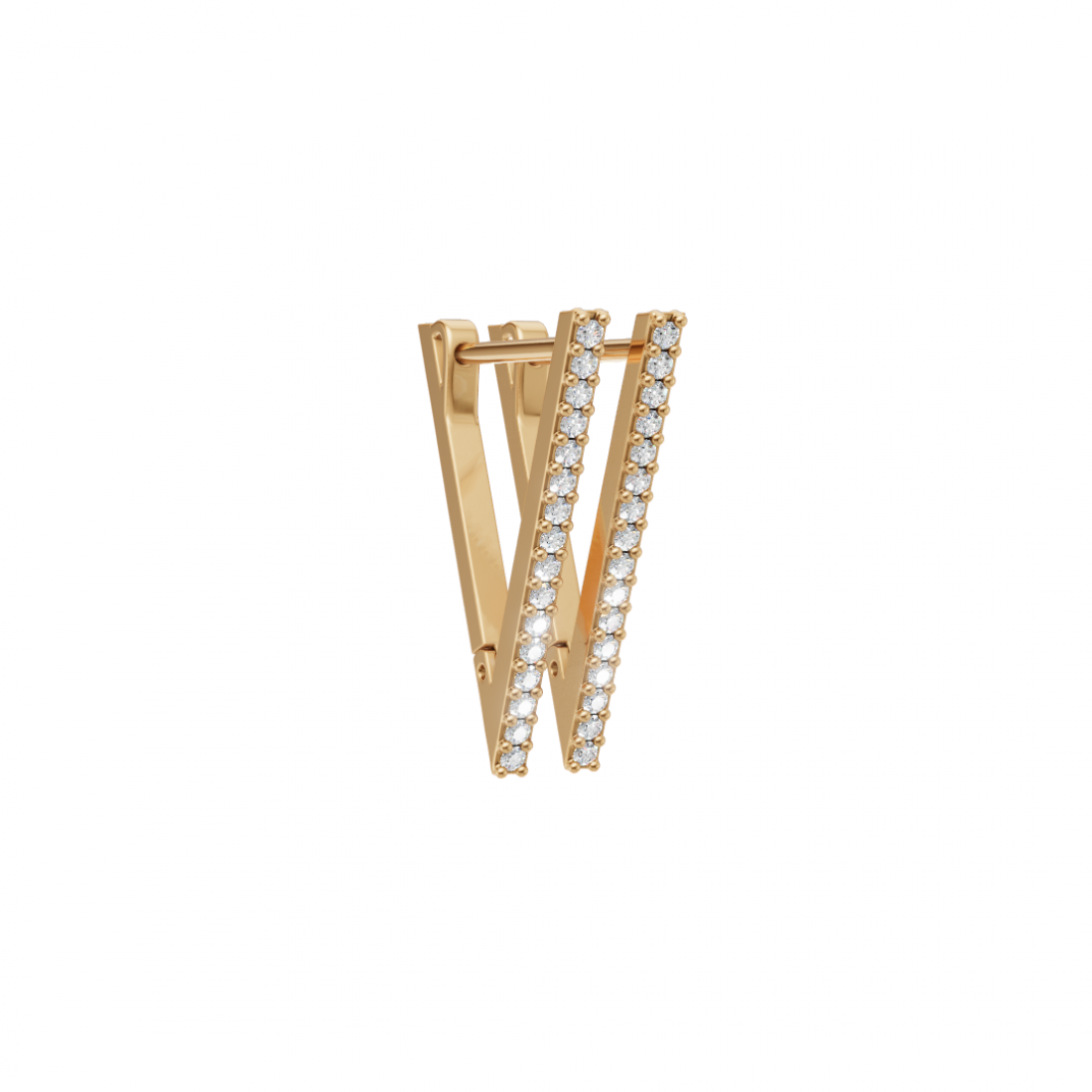 V Shape Geometric Triangular Round Diamond Cut Earrings