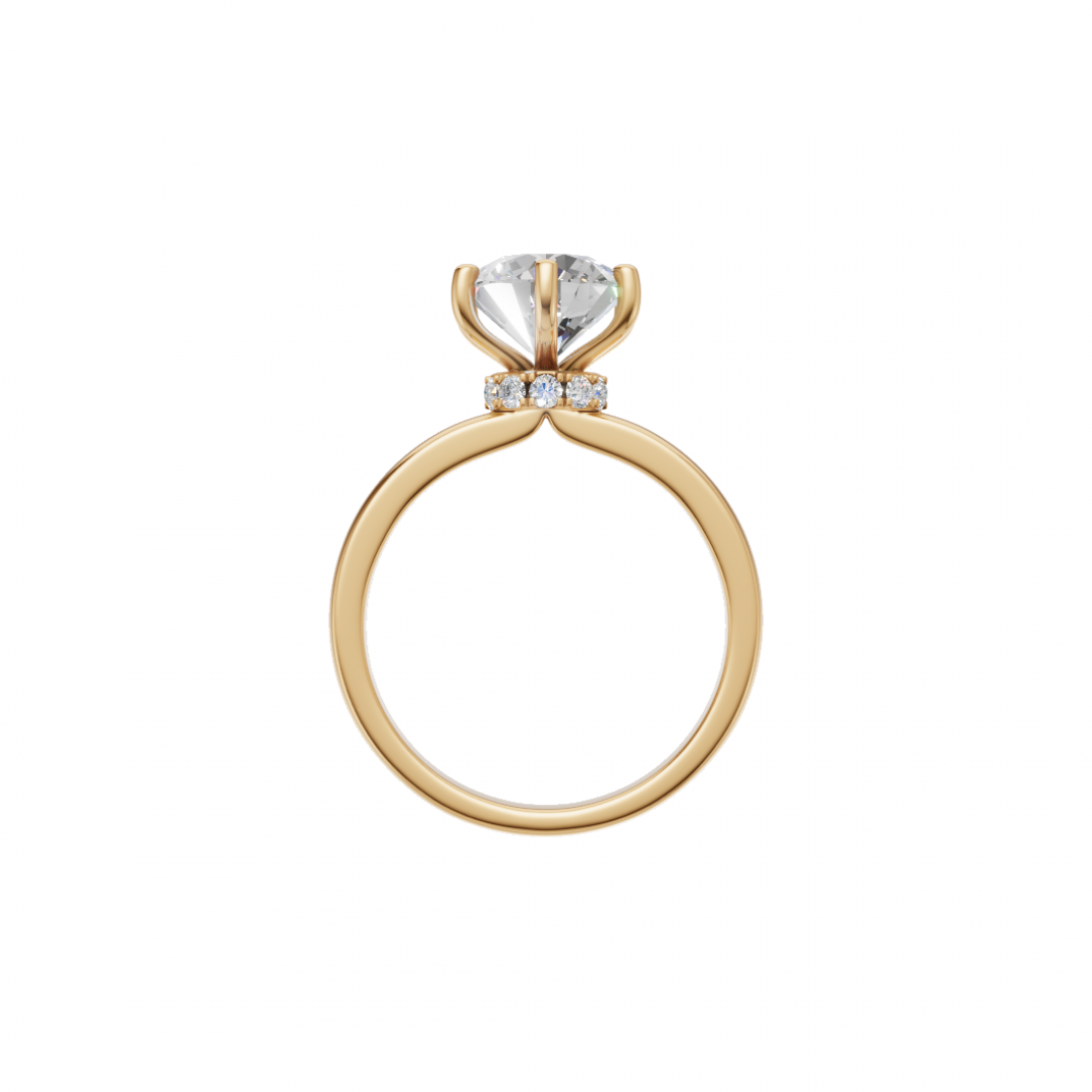 Round Diamond Ring with Circular Accent Diamonds