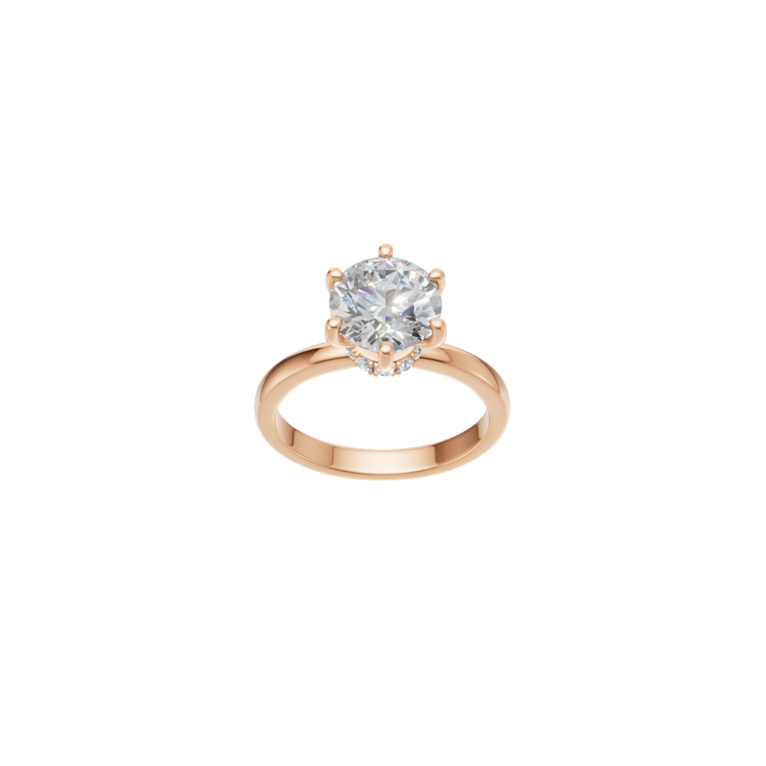 Round Diamond Ring with Circular Accent Diamonds