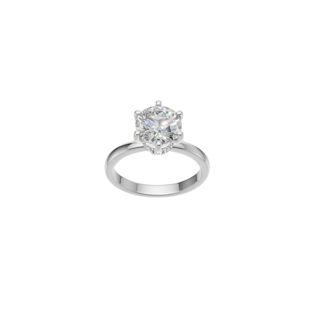 Round Diamond Ring with Circular Accent Diamonds
